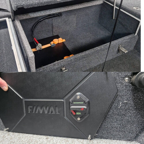 Príprava na montáž elektromotora 36V (montáž káblov, inštalácia zabudovaného tepelného ističa 60A, upevnenie svoriek batérie, vŕtanie inštalačných otvorov, upevnenie elektrických batérií)