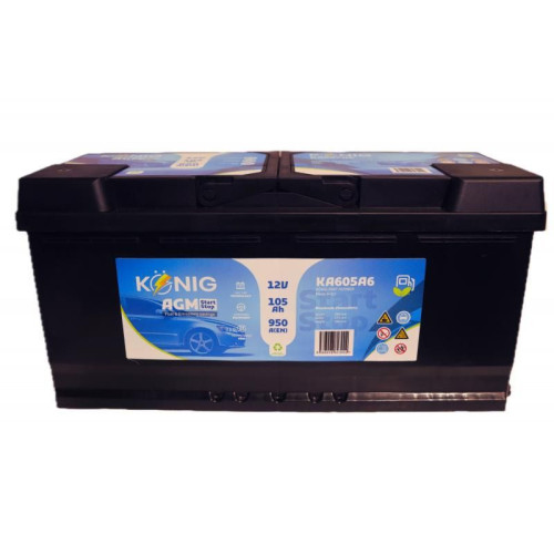 Rybársky čln Akumulátor KONIG AGM KA 605A5 12V 105Ah 950A ER450